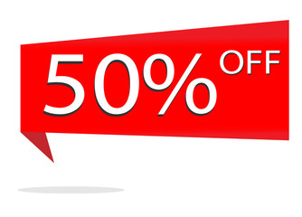 discount 50 percent on white background. special offer sale red tag. discount offer. red discount 50%. sale discount sign vector.