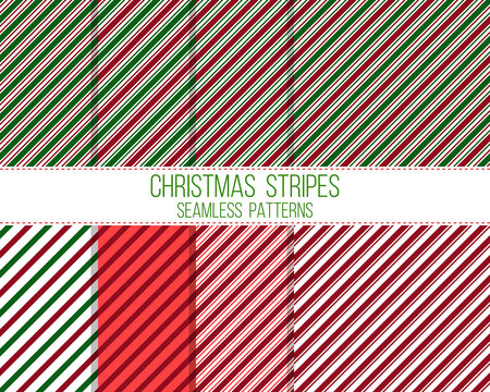 christmas stripes, seamless patterns set