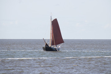 A sailing ship at the IJsselmeer