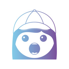 cartoon woman head surprised kawaii character