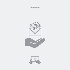 Give envelope with dollars banknotes - Minimal icon