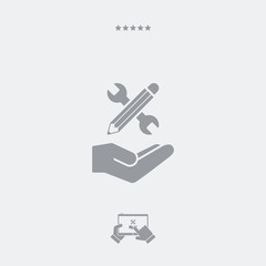 Wrench and pen - Design project icon