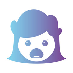 cartoon woman angry head kawaii character