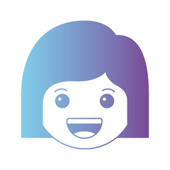 cartoon woman happy head kawaii character