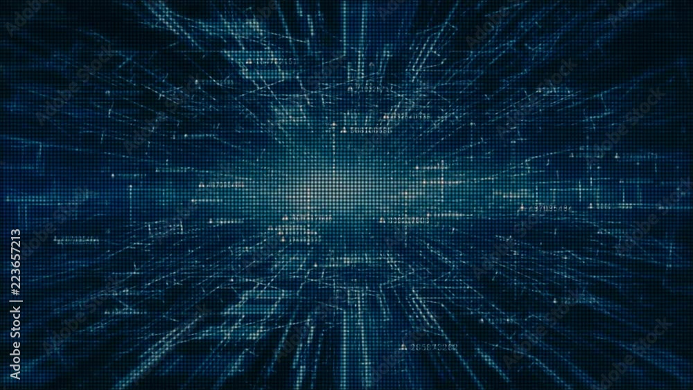 Poster hi-tech digital and information motion graphics abstract background blue color