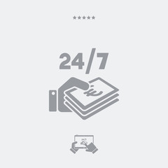 Pay services 24/7 - Euro - Vector web icon