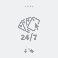 Online poker gaming 24/7 - Vector web icon