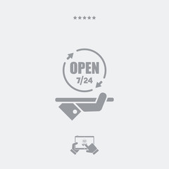 Constantly open - services 7/24 - Vector web icon