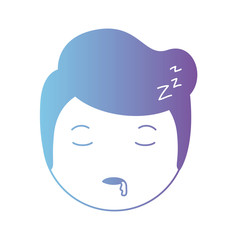 cartoon head man asleep kawaii character
