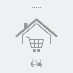 Web shopping and delivery to home - Vector web icon