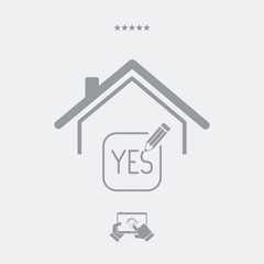 Real estate or hotel concept - Confirm of client decision - Vector web icon