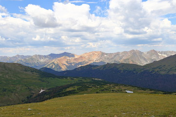 Scenic views from Trail Ridge Road, Rocky Mountain National Park in Colorado, USA.