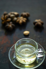 Sacha inchi hot tea in a cup