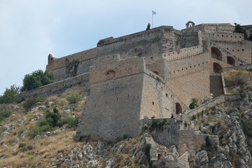 Walls and bastions of Palamidi fortress, Nafplio, Peloponnese, Greece