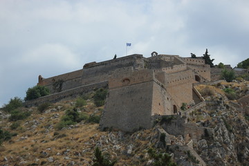 Walls and towers of Palamidi fortress, Nafplio, Peloponnese, Greece