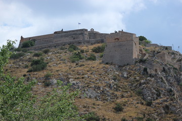 Walls and towers of Palamidi fortress, Nafplio, Peloponnese, Greece