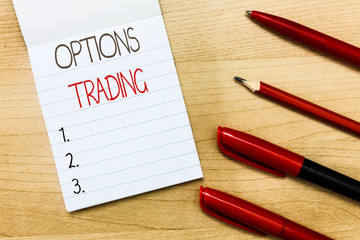 Conceptual hand writing showing Options Trading. Business photo text Different options to make goods or services spread worldwide.