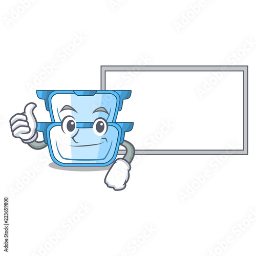 thumbs up with board double boiler for the gas cooker cartoon stock