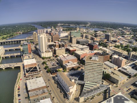 Aerial View Of Cedar Rapids, Iowa During Summer