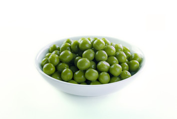 Green peas in wooden  bowl 