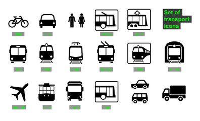 Set transport icons on white background. Vector elements, ready to use. EPS10