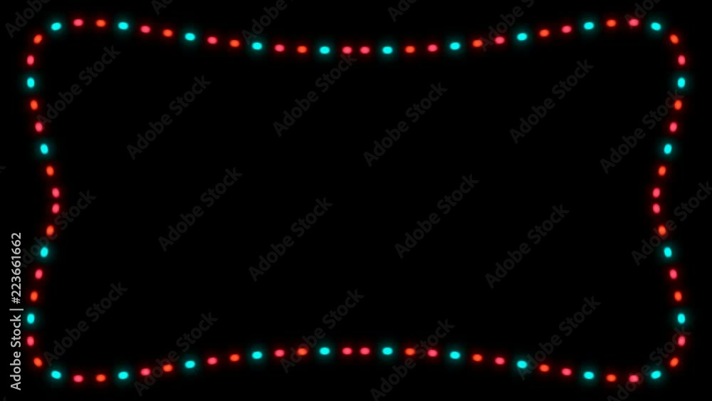 Aufkleber bright frame with christmas lights, 3d rendering background, element for design, computer generating