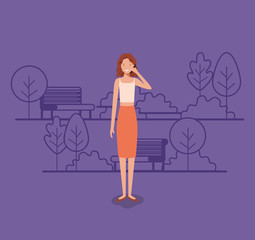 young business woman with smartphone on the park