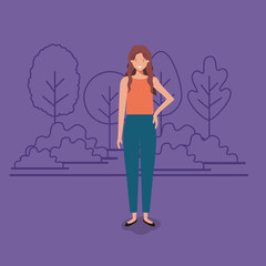 young business woman on the park