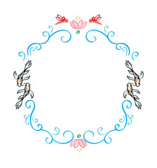 Lotus and Koi Pond Circle Border