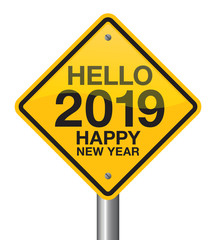 Vector illustration of road sign 2019.