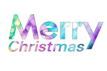 Merry christmas Bokeh on plain white background.