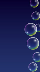 ubble with Hologram Reflection. Set of Realistic Water or Soap Bubbles for Your Design.