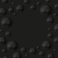 Black pearls around frame on black background.