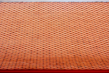 Thai old style roof pattern design, red clay tiles roof texture background