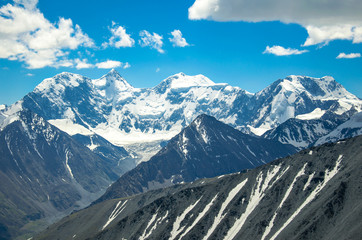 Massif of Belukha Mountain from the pass Kara-Turek