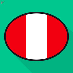 Peru flag speech bubble, social media communication sign, flat business oval icon.