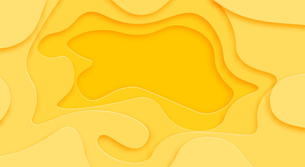 Fototapety  Shades of yellow background are cut from paper. Place for advertisement of the announcement. abstract art of carving. illustration
