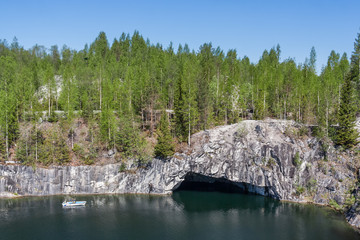 One of the flooded grottoes in Ruskeala, Karelia