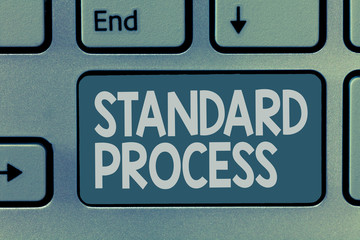 Fototapeta premium Word writing text Standard Process. Business concept for rules made to be matched with final product quality.
