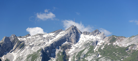Alpsteinblick vom Alpsigel an einem Sommertag