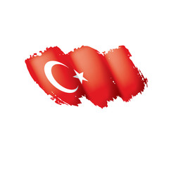 Turkey flag, vector illustration on a white background.