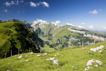 Fototapeta na wymiar Alpsteinblick vom Alpsigel an einem Sommertag