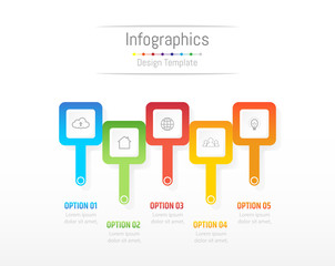 Infographic design elements for your business data with 5 options, parts, steps, timelines or processes. Vector Illustration.