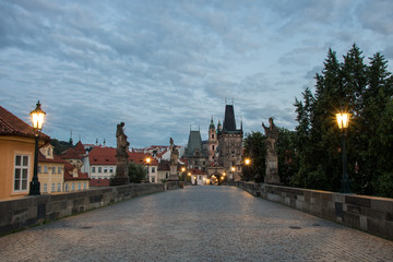 Obraz premium Morning on Charles Bridge in Prague, Czech Republic