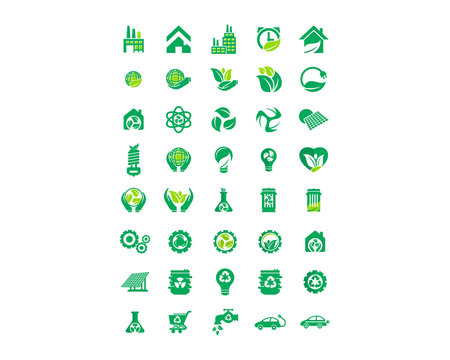 green nature natural plant herb image vector icon logo set