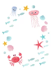 Door stickers Sea life Watercolor sea life composition
