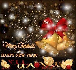 Fototapeta na wymiar Holidays golden New Year invitation card, vector illustration