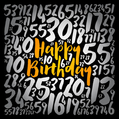 Obraz premium Happy Birthday word cloud collage with numbers, holiday concept background