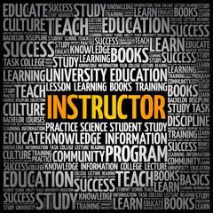 INSTRUCTOR word cloud collage, education concept background