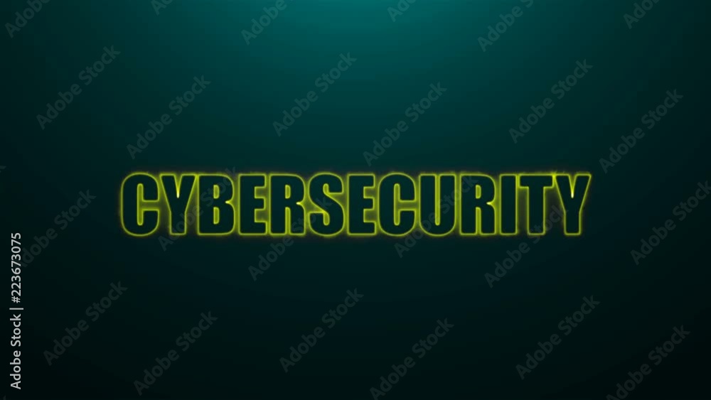 Poster letters of cybersecurity text on background with top light, 3d rendering background, computer genera